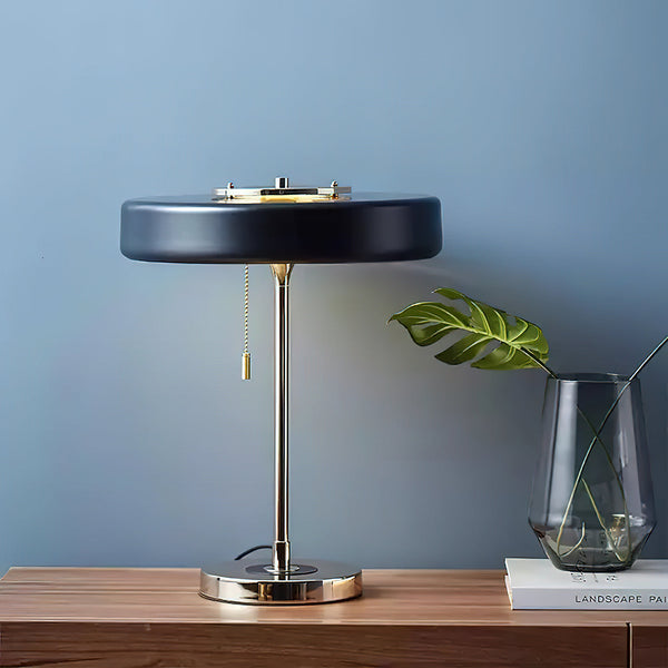 modern gold iron drum table lamp