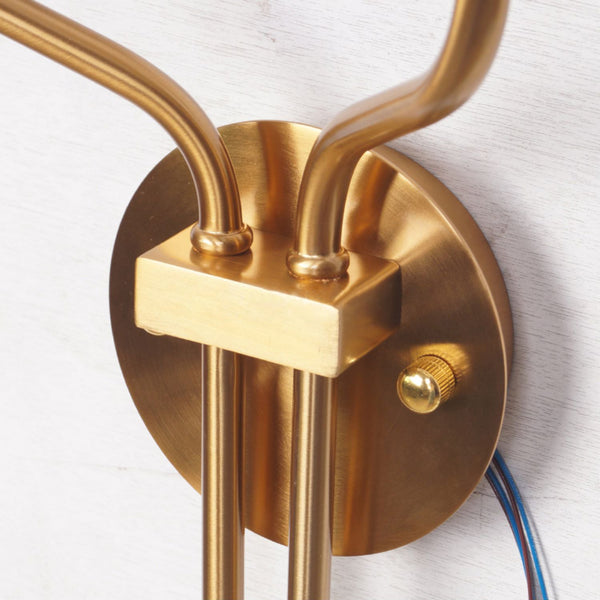 modern gold iron fabric two light wall sconce