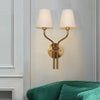 modern gold iron fabric two light wall sconce