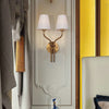 modern gold iron fabric two light wall sconce