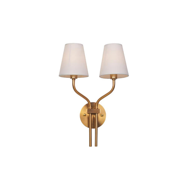 modern gold iron fabric two light wall sconce