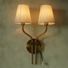 modern gold iron fabric two light wall sconce