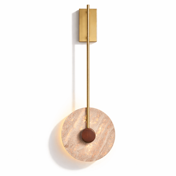 modern gold travertine disc led wall sconce