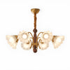 modern gold walnut opal glass petal chandelier