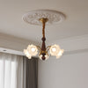 modern gold walnut opal glass petal chandelier