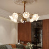 modern gold walnut opal glass petal chandelier