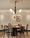 modern gold walnut opal glass petal chandelier