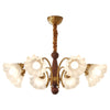 modern gold walnut opal glass petal chandelier