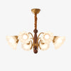 modern gold walnut opal glass petal chandelier