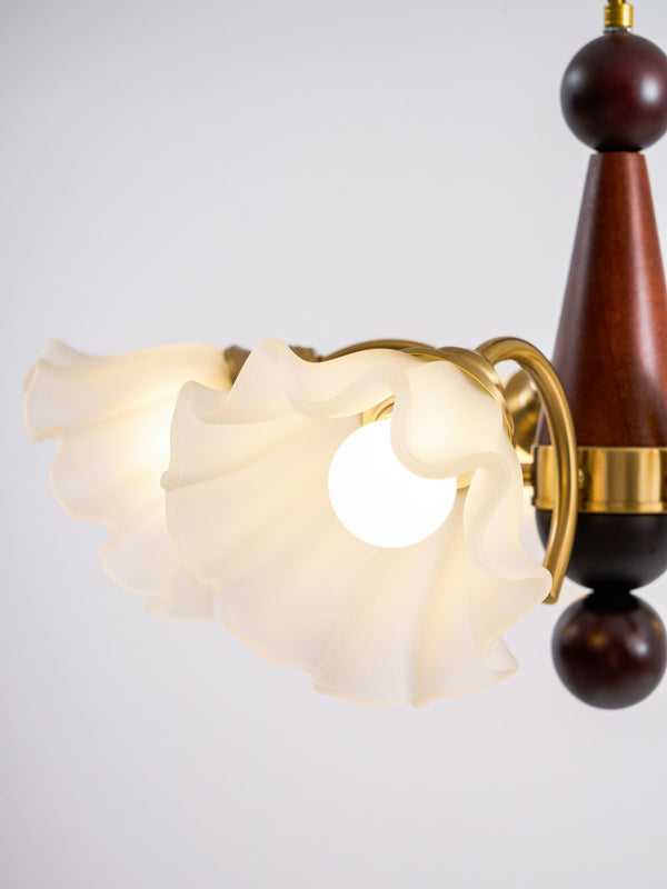 modern gold walnut opal glass petal chandelier