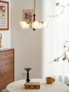 modern gold walnut opal glass petal chandelier