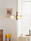 modern gold walnut opal glass petal chandelier