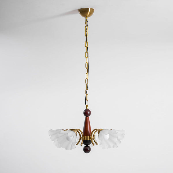 modern gold walnut opal glass petal chandelier
