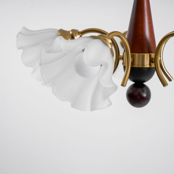 modern gold walnut opal glass petal chandelier