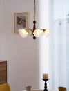 modern gold walnut opal glass petal chandelier