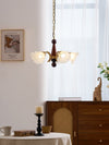 modern gold walnut opal glass petal chandelier