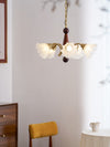 modern gold walnut opal glass petal chandelier