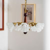 modern gold walnut opal glass petal chandelier