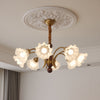 modern gold walnut opal glass petal chandelier