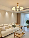 modern gold white cotton ball chandelier