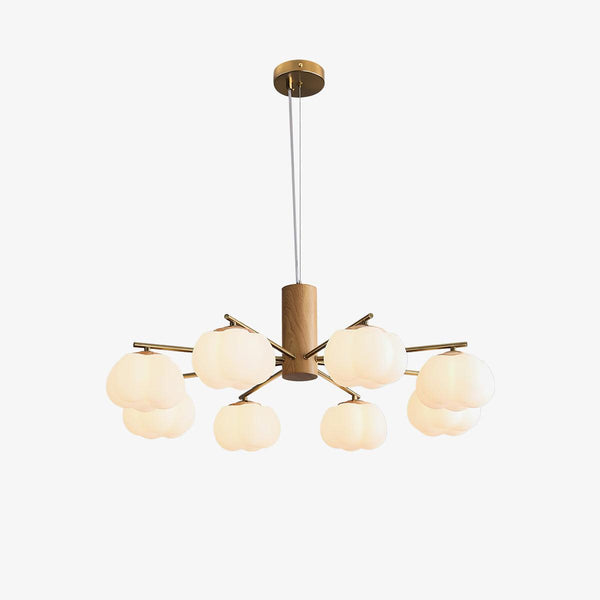 modern gold white cotton ball chandelier