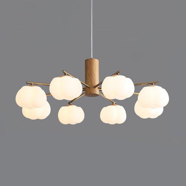 modern gold white cotton ball chandelier