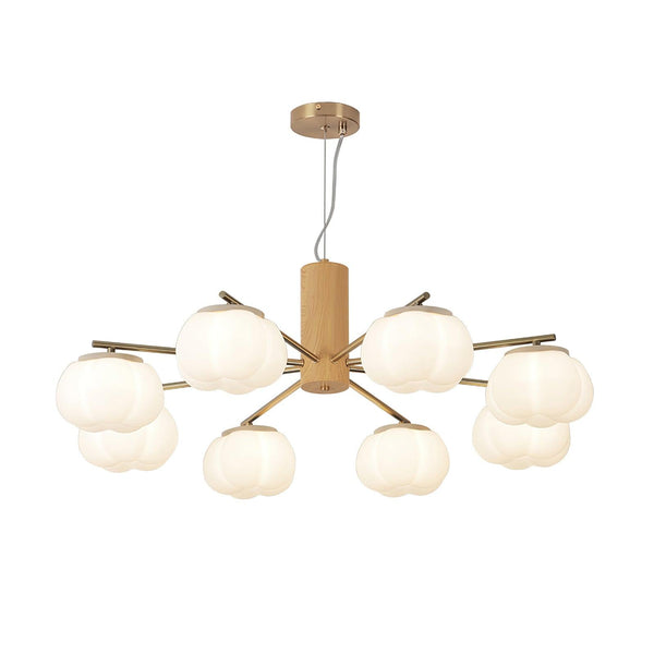 modern gold white cotton ball chandelier