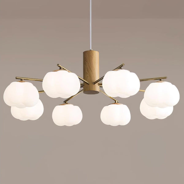modern gold white cotton ball chandelier