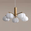 modern gold white cotton ball chandelier