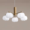modern gold white cotton ball chandelier