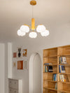 modern gold white cotton ball chandelier