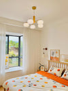 modern gold white cotton ball chandelier