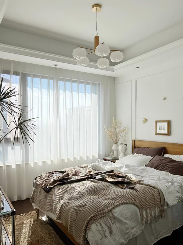 modern gold white cotton ball chandelier