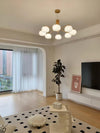 modern gold white cotton ball chandelier