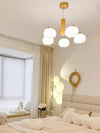 modern gold white cotton ball chandelier