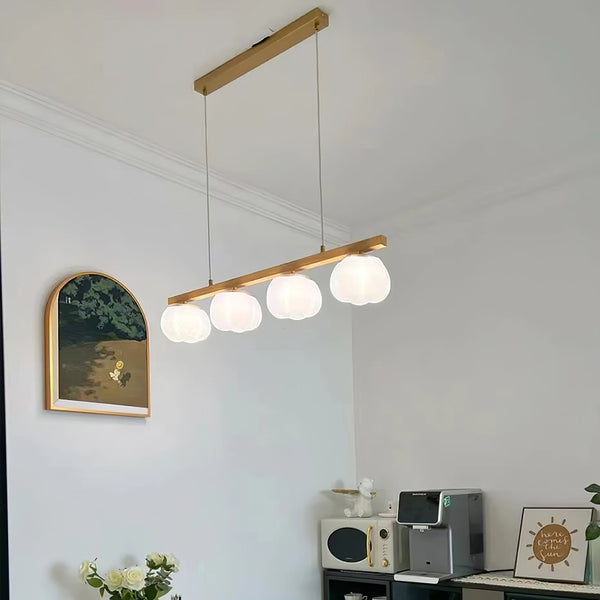 modern gold white cotton ball chandelier