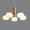 modern gold white cotton ball chandelier