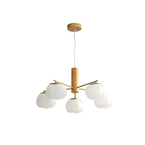 modern gold white cotton ball chandelier