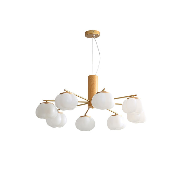 modern gold white cotton ball chandelier