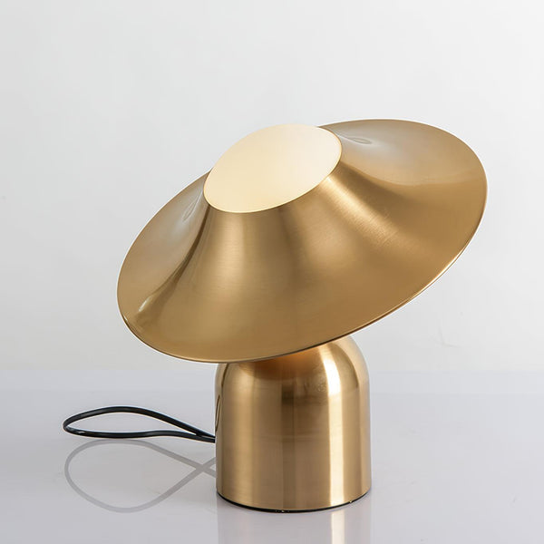 modern gold white glass disc table lamp