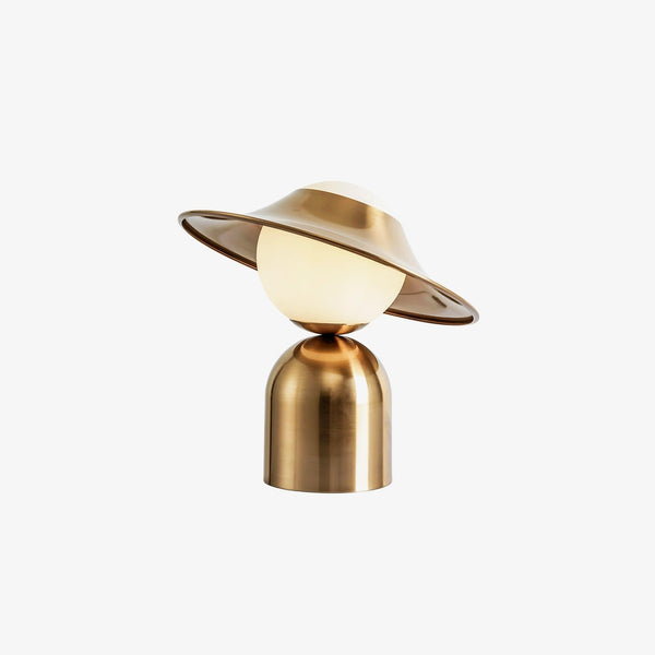 modern gold white glass disc table lamp