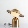 modern gold white glass disc table lamp