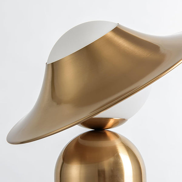 modern gold white glass disc table lamp