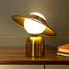 modern gold white glass disc table lamp