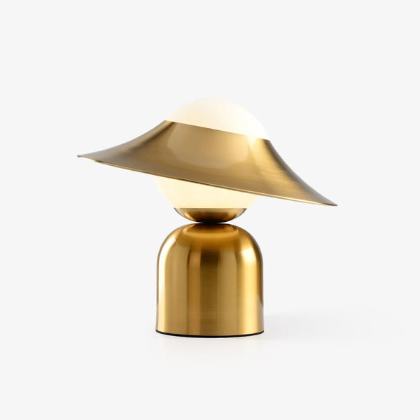 modern gold white glass disc table lamp