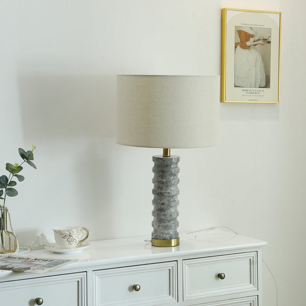 modern grey marble fabric table lamp