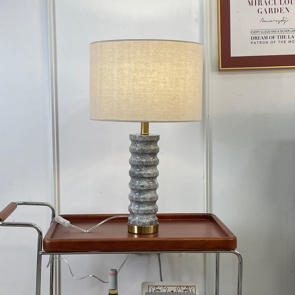modern grey marble fabric table lamp