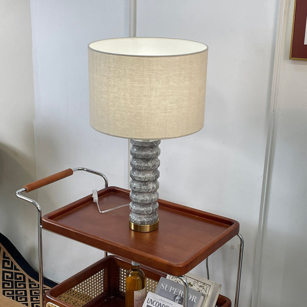 modern grey marble fabric table lamp