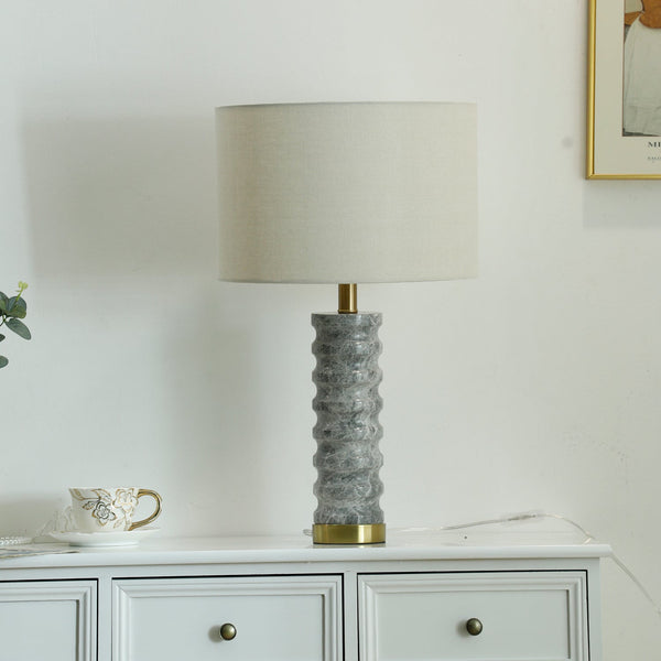 modern grey marble fabric table lamp