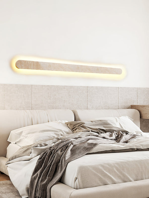 modern honed yellow travertine sculptural led wall sconce